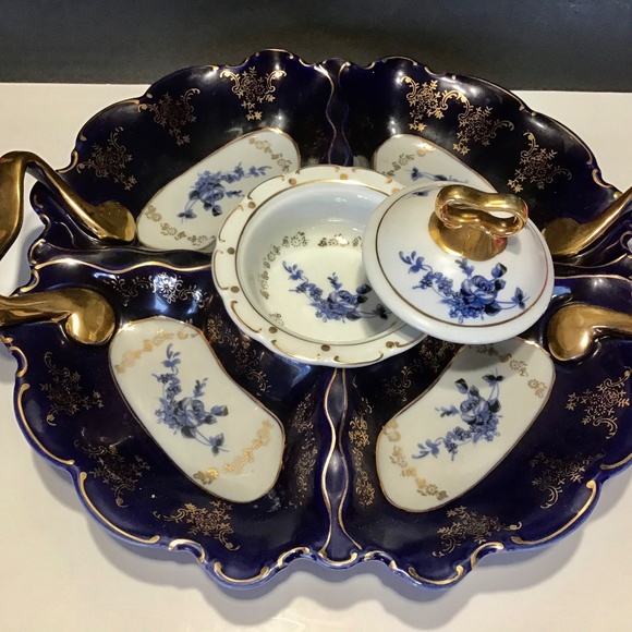 Amazing Blue & Gold Serving Plate Italy - Picture 1 of 13